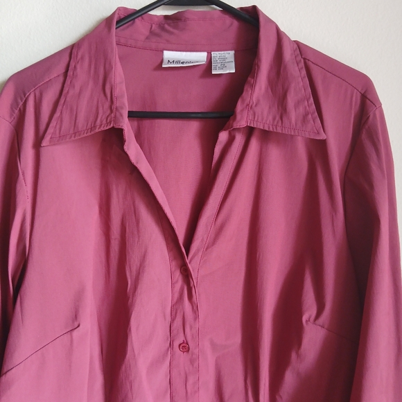 Millenium Women's Size 20 Button Up Pink 3/4 Sleeves Top - Picture 8 of 10